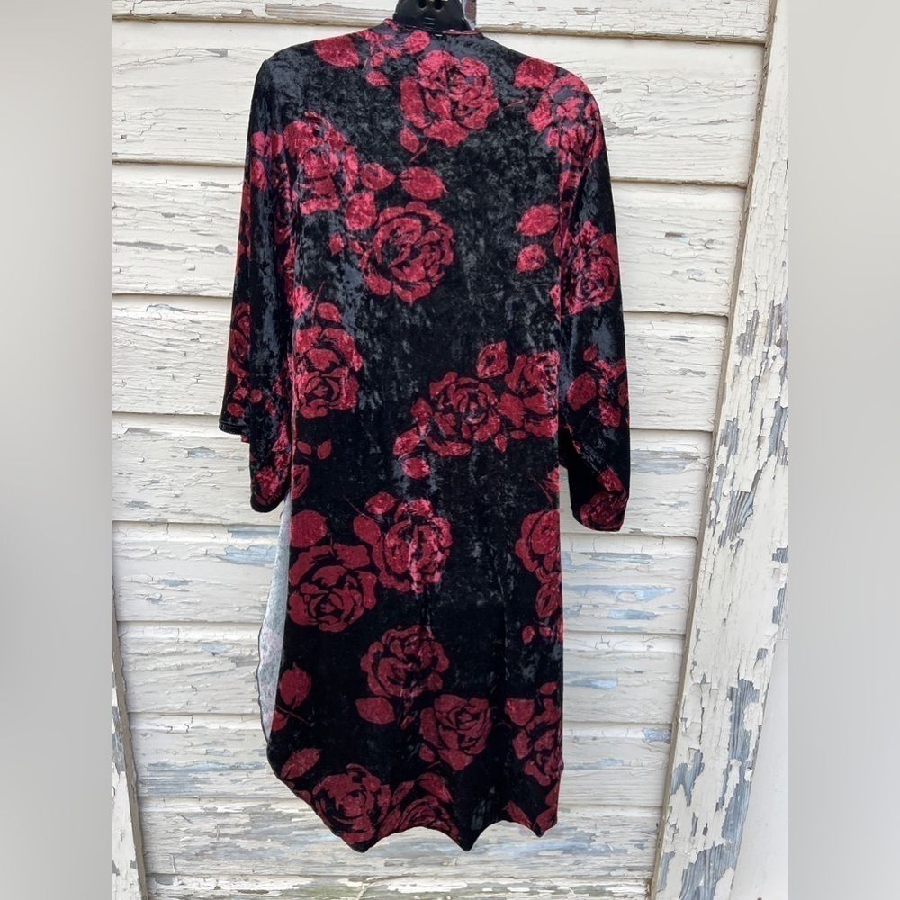 Vintage Juicy Gossip Velvet Roses Fairy Goth Dark Romantic 90s Kimono Cardigan L - Picture 4 of 6